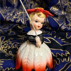 Napco Ceramic Figurine with Red and Black Accents